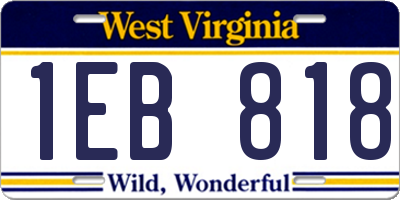 WV license plate 1EB818
