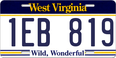 WV license plate 1EB819
