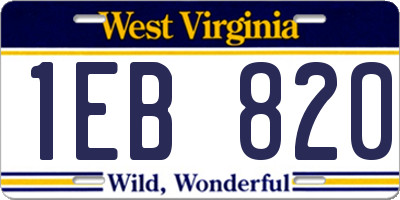 WV license plate 1EB820