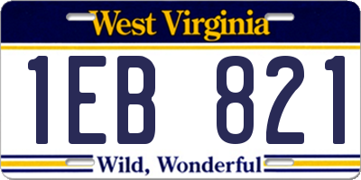 WV license plate 1EB821