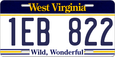 WV license plate 1EB822