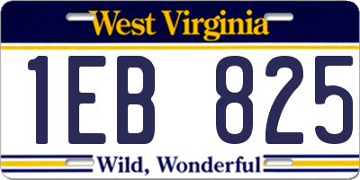 WV license plate 1EB825