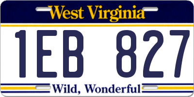 WV license plate 1EB827
