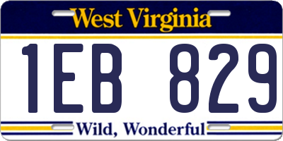 WV license plate 1EB829