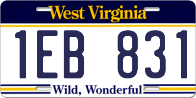 WV license plate 1EB831
