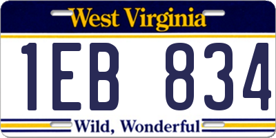 WV license plate 1EB834