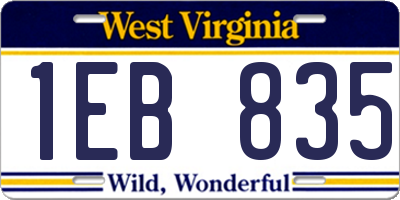 WV license plate 1EB835