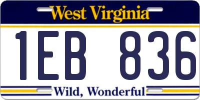 WV license plate 1EB836