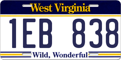 WV license plate 1EB838