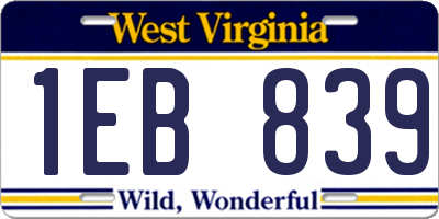 WV license plate 1EB839