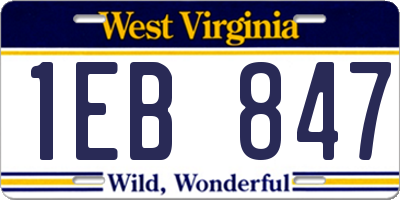 WV license plate 1EB847