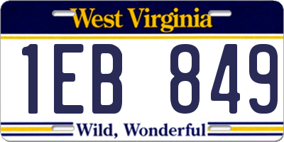 WV license plate 1EB849