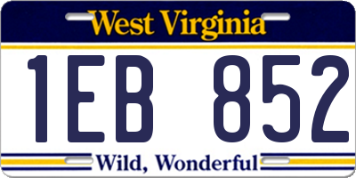 WV license plate 1EB852