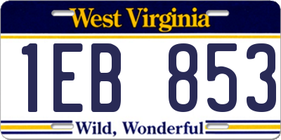 WV license plate 1EB853