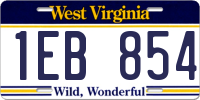 WV license plate 1EB854