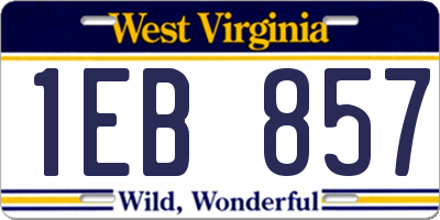 WV license plate 1EB857