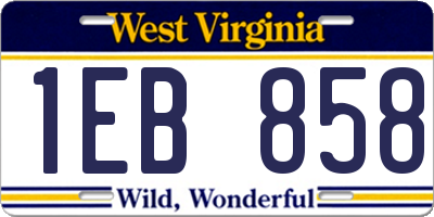 WV license plate 1EB858