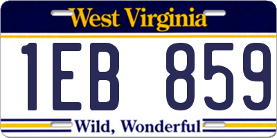 WV license plate 1EB859