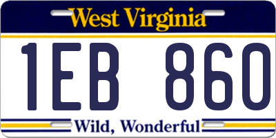 WV license plate 1EB860
