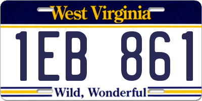 WV license plate 1EB861