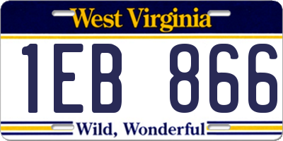 WV license plate 1EB866