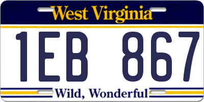 WV license plate 1EB867