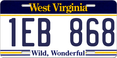 WV license plate 1EB868