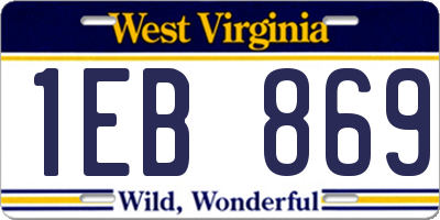 WV license plate 1EB869