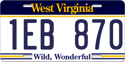 WV license plate 1EB870