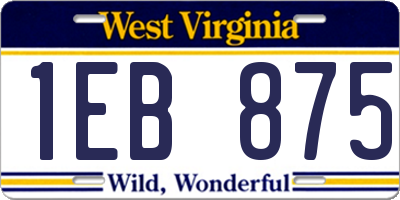 WV license plate 1EB875
