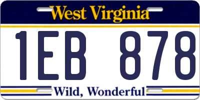 WV license plate 1EB878