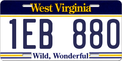 WV license plate 1EB880