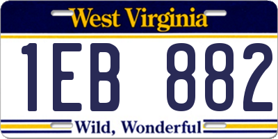 WV license plate 1EB882