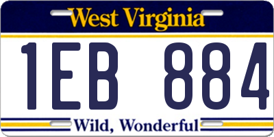 WV license plate 1EB884