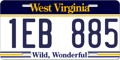 WV license plate 1EB885