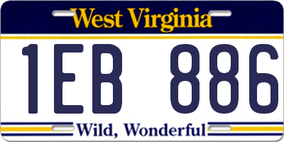 WV license plate 1EB886