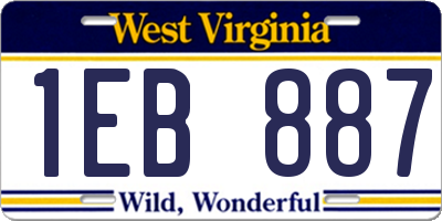 WV license plate 1EB887