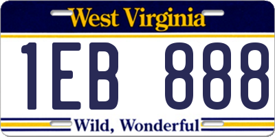 WV license plate 1EB888