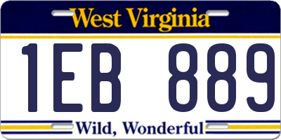 WV license plate 1EB889