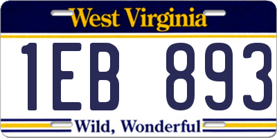 WV license plate 1EB893