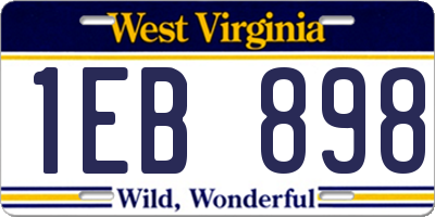 WV license plate 1EB898