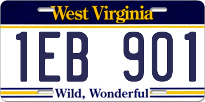 WV license plate 1EB901