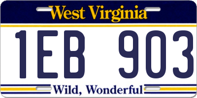 WV license plate 1EB903