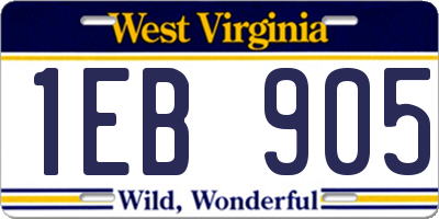 WV license plate 1EB905