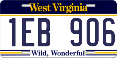 WV license plate 1EB906