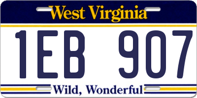 WV license plate 1EB907