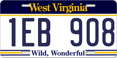 WV license plate 1EB908