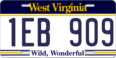WV license plate 1EB909