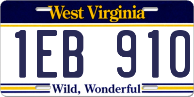 WV license plate 1EB910