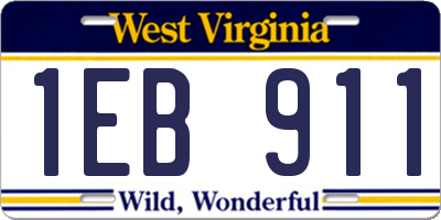 WV license plate 1EB911
